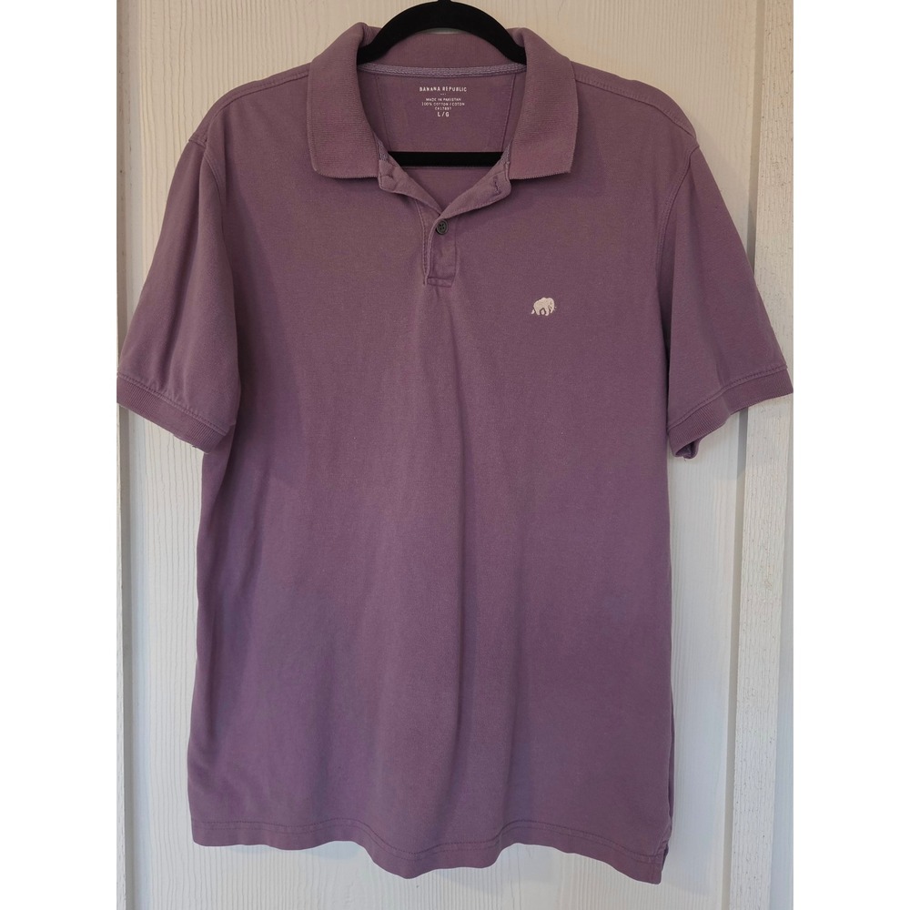Banana Republic Mens Purple Cotton Elephant Logo Polo Shirt L Preppy Old Money